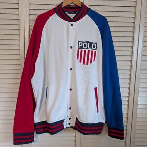 POLO RALPH LAUREN Shield Baseball Jacket White Multi Men's